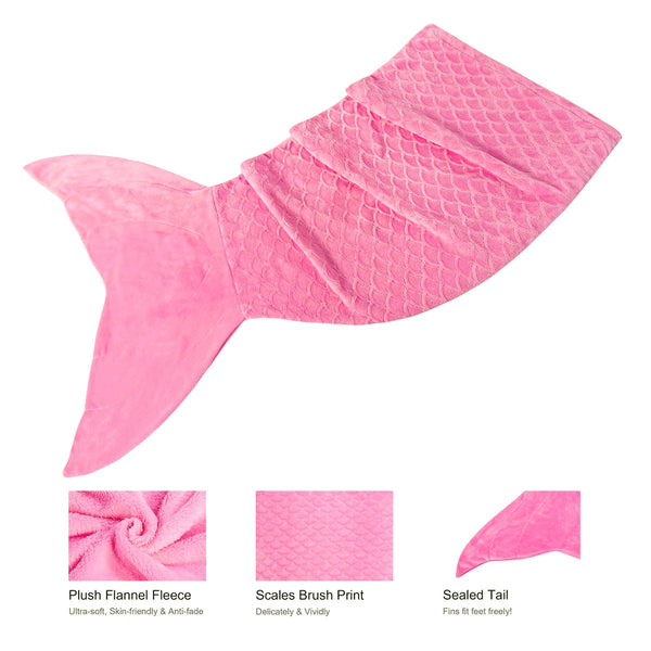 Mermaid Tail Embossed Soft Polyester Fleece Blanket Throw Pink