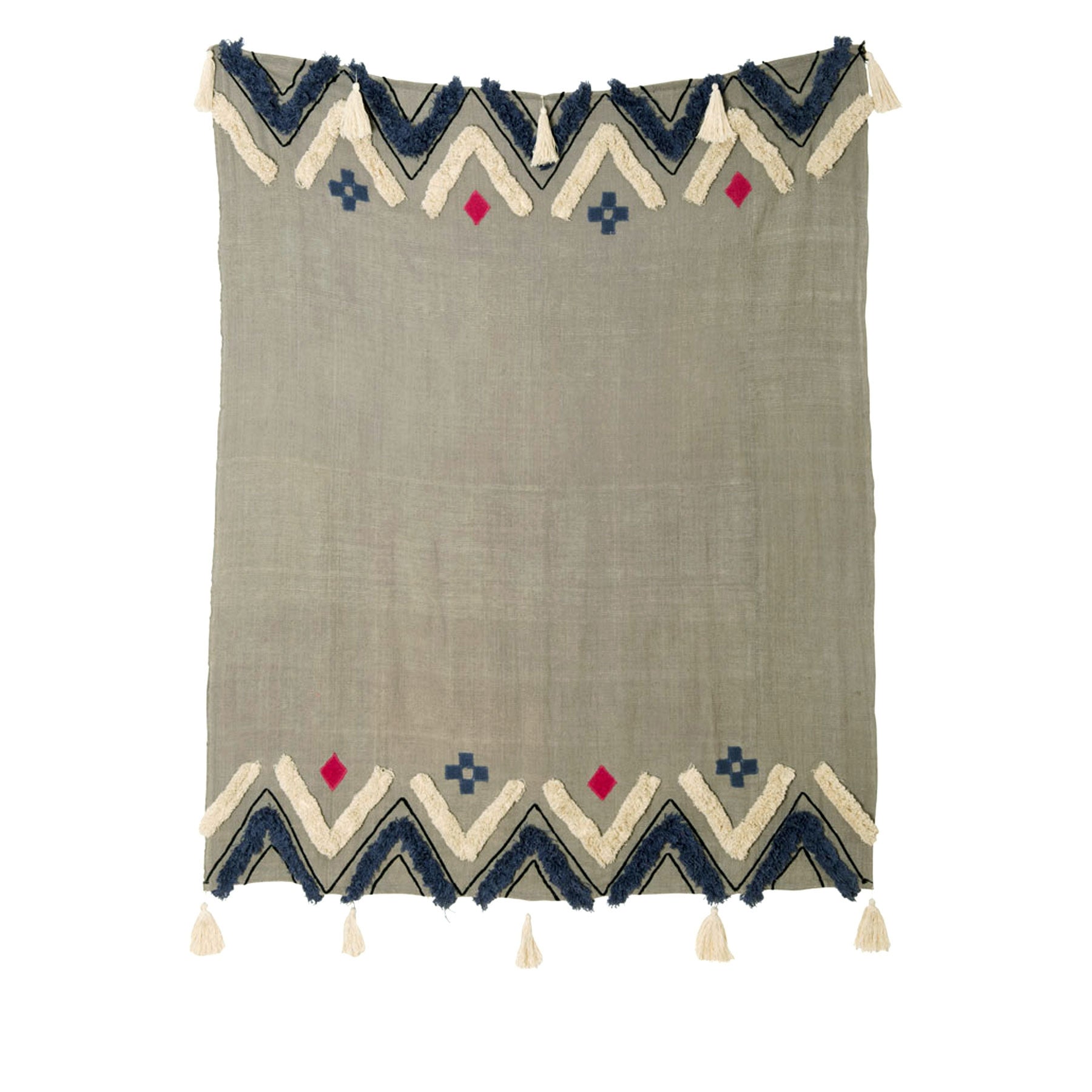 J Elliot Home Merryn Cotton Throw Rug Blanket 125 x 150cm Grey Multi