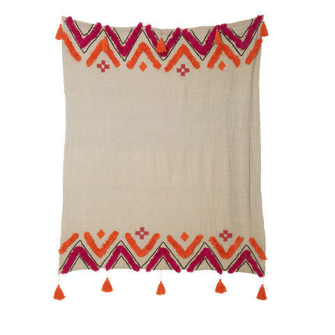 J Elliot Home Merryn Cotton Throw Rug Blanket 125 x 150cm Orange Multi