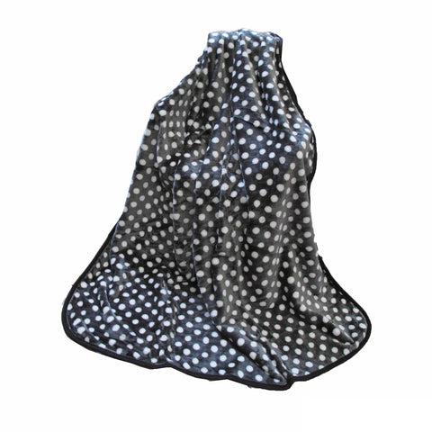 IDC Homewares Faux Mink Throw Rug Blanket 150 x 200cm Polka Dots Grey