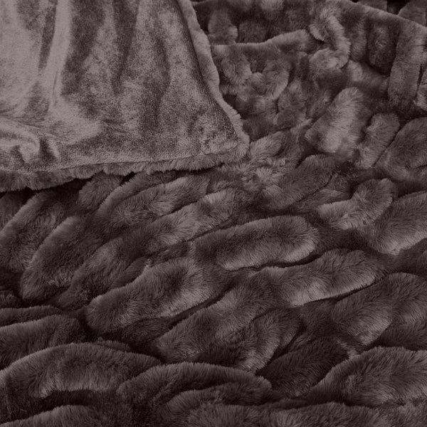 J Elliot Home Skyler Faux Fur Throw Rug Blanket 130 x 160cm Chocolate Brown