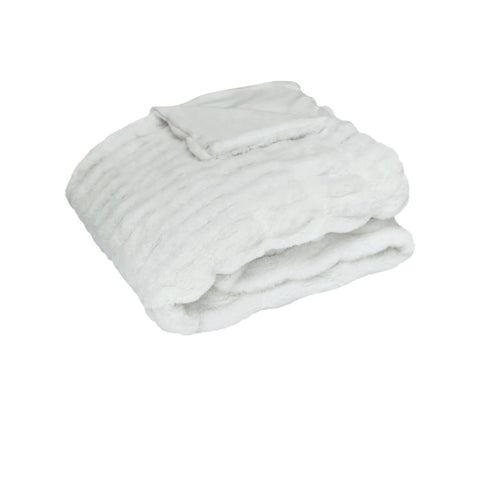 J Elliot Home Skyler Faux Fur Throw Rug Blanket 130 x 160cm Ivory