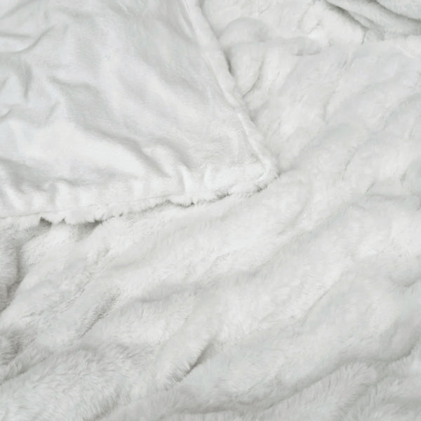 J Elliot Home Skyler Faux Fur Throw Rug Blanket 130 x 160cm Ivory
