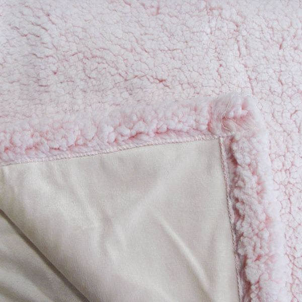 Sofie Sherpa Fleece Throw Rug Blanket 125 x 150cm Pink