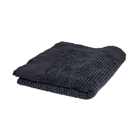 Taylor Cotton Jacquard Geometric Throw Rug Blanket 125 x 150cm Charcoal Grey