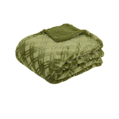 J Elliot Home Vida Microplush Sherpa Fleece Throw Blanket 130 x 160cm Olive