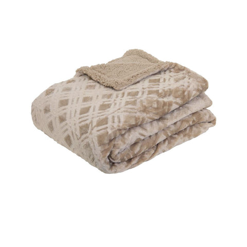 J Elliot Home Vida Microplush Throw Rug Blanket 130 x 160cm Sandstone