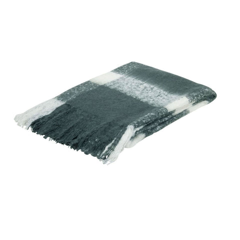 J Elliot Home Wren Faux Mohair Throw Rug Blanket 130 x 160cm Charcoal White