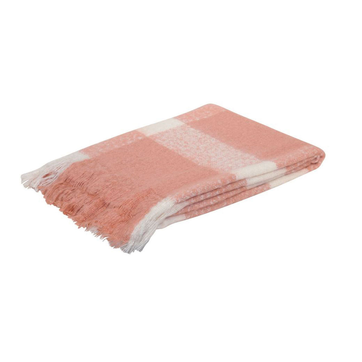J Elliot Home Wren Faux Mohair Throw Rug Blanket 130 x 160cm Pink White