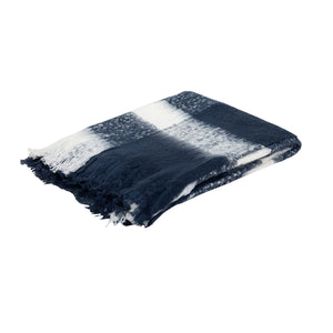 J Elliot Home Wren Faux Mohair Throw Rug Blanket 130 x 160cm Navy White