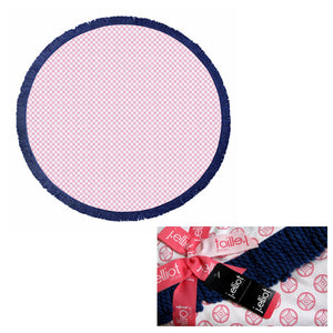 J Elliot Home Koel Turkish Cotton Beach Towel Round 150cm Pink Navy