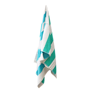 Cotton Reversible Striped Beach Towel 400gsm 76 x 152cm Aqua Teal