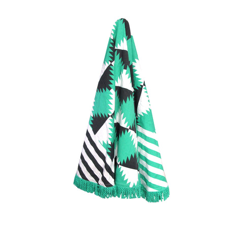 J Elliot Home Arctic Cotton Turkish Beach Towel Round 150cm Mint Black