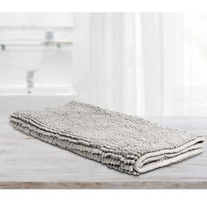 Algodon Toggle 1600gsm Microfibre Bath Mat Non Slip Silver Grey 50 x 100cm