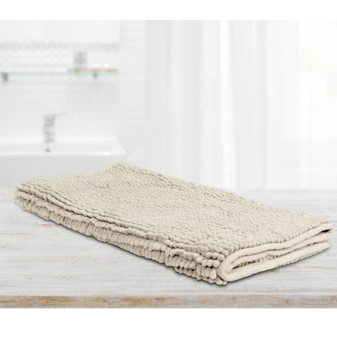 Algodon Toggle 1600gsm Microfibre Bath Mat Non Slip Stone 50 x 100cm