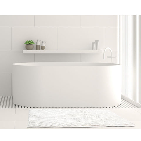 Algodon Toggle 1600gsm Microfibre Bath Mat Non Slip White 50 x 80cm