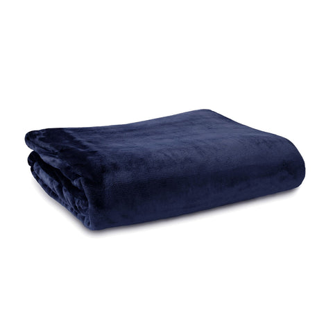 Ardor Lucia 300gsm Plush Throw Blanket Rug Navy Blue Queen