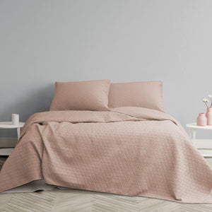 Ardor Chloe Powder Pink 3 Pcs Quilted Coverlet Bedspread Comforter Set Queen/King