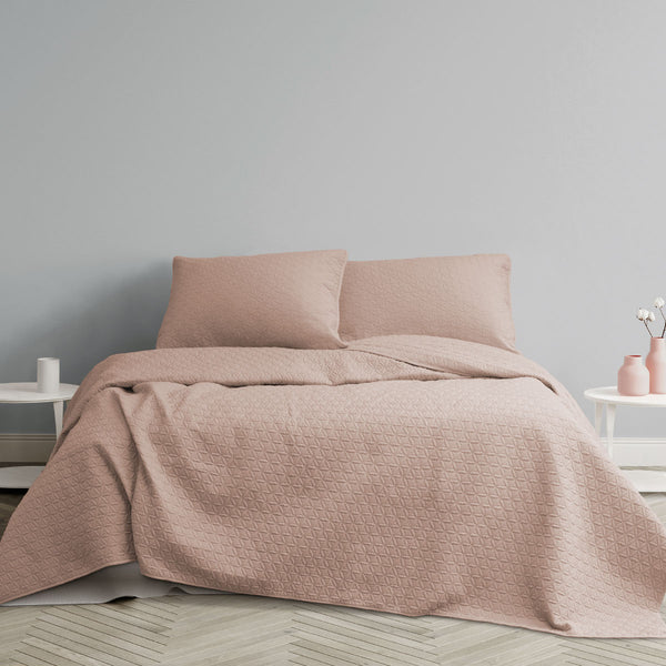Ardor Chloe Powder Pink 3 Pcs Quilted Coverlet Bedspread Comforter Set Queen/King