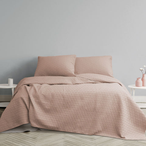Ardor Chloe Powder Pink 3 Pcs Quilted Coverlet Bedspread Comforter Set Queen/King