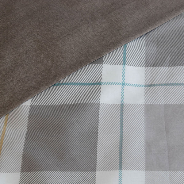 Ardor Chester Plaid Checked Cotton Sateen Quilt Doona Duvet Cover Set King