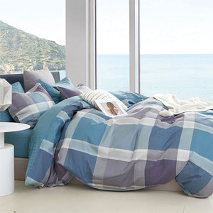 Ardor Costa Checked Cotton Sateen Quilt Doona Duvet Cover Set King