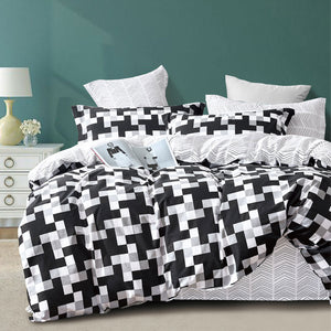 Ardor Emerson Geometric Cotton Sateen Quilt Doona Duvet Cover Set King