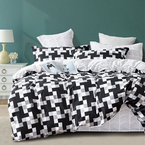 Ardor Emerson Geometric Cotton Sateen Quilt Doona Duvet Cover Set Queen