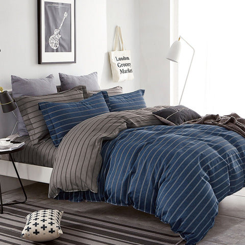 Ardor Oliver Stripes Cotton Sateen Quilt Doona Duvet Cover Set King
