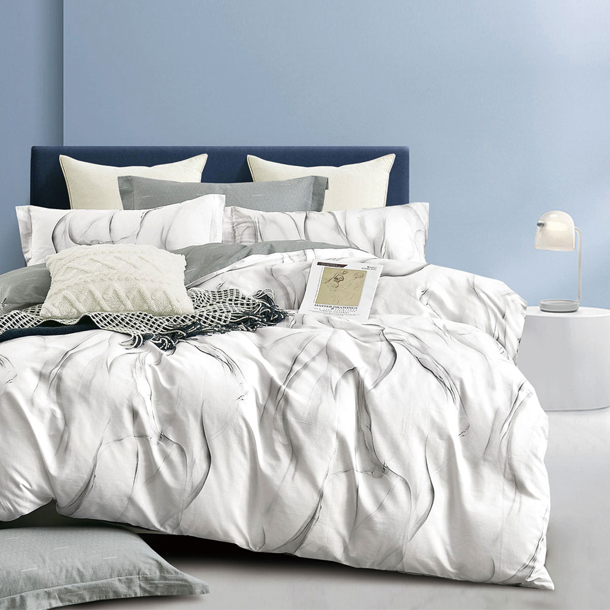 Ardor Vander Flowing Lines Cotton Sateen Quilt Doona Duvet Cover Set Queen