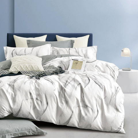 Ardor Vander Flowing Lines Cotton Sateen Quilt Doona Duvet Cover Set Queen
