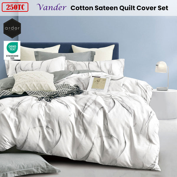 Ardor Vander Flowing Lines Cotton Sateen Quilt Doona Duvet Cover Set Queen