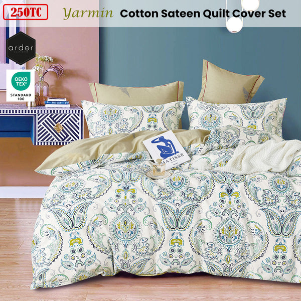 Ardor Yarmin Moroccan Cotton Sateen Quilt Doona Duvet Cover Set King