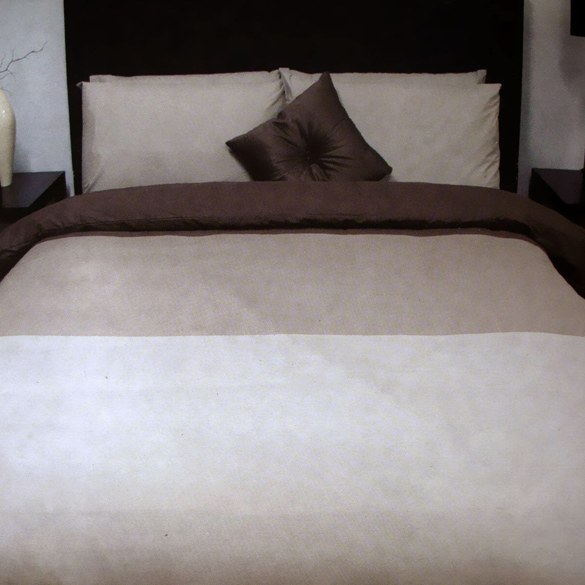 Essentially Home Living 3 Tone Quilt Doona Duvet Fitted Sheet Set Brown Queen