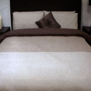 Essentially Home Living 3 Tone Quilt Doona Duvet Fitted Sheet Set Brown Queen