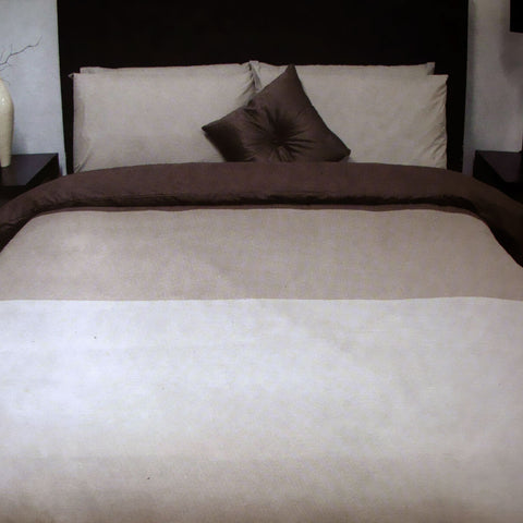 Essentially Home Living 3 Tone Quilt Doona Duvet Fitted Sheet Set Brown Queen