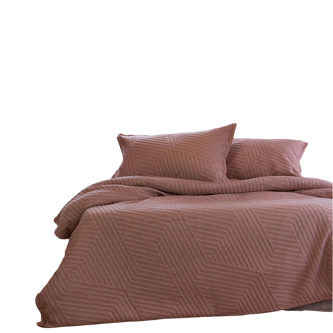 Ardor Alton Burlwood Jacquard Embossed Geo Quilt Doona Duvet Cover Set King
