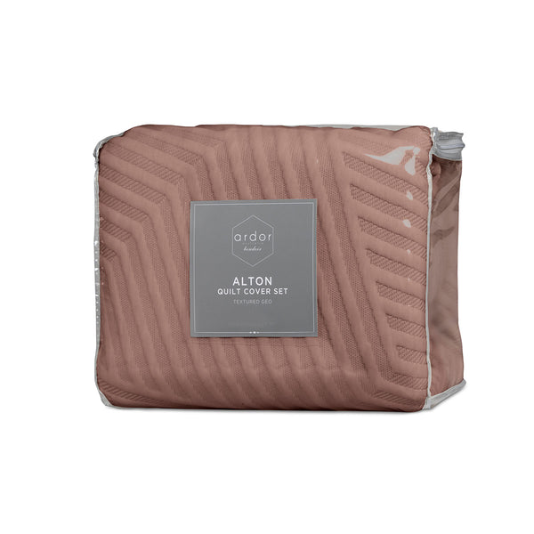 Ardor Alton Burlwood Jacquard Embossed Geo Quilt Doona Duvet Cover Set King