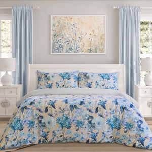 Ardor Peach Blossom Printed Quilt Doona Duvet Cover Set King Blue