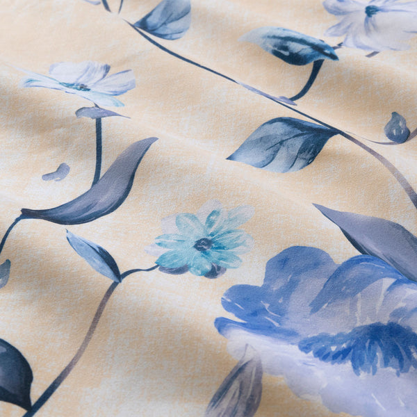 Ardor Peach Blossom Printed Quilt Doona Duvet Cover Set King Blue