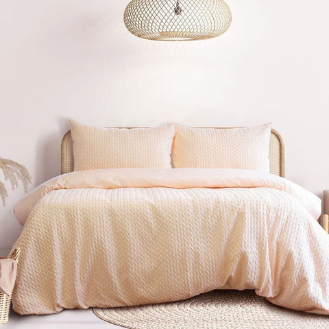 Ardor Bondi Embossed Quilt Doona Duvet Cover Set Sorbet King