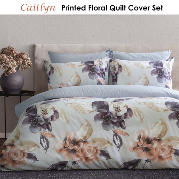 Ardor Caitlyn Printed Floral Quilt Doona Duvet Cover Set Queen