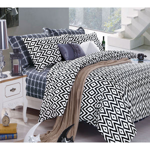 Ardor Catori 250TC Cotton Quilt Doona Duvet Cover Set Black White Queen