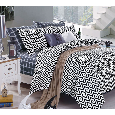 Ardor Catori 250TC Cotton Quilt Doona Duvet Cover Set Black White Queen