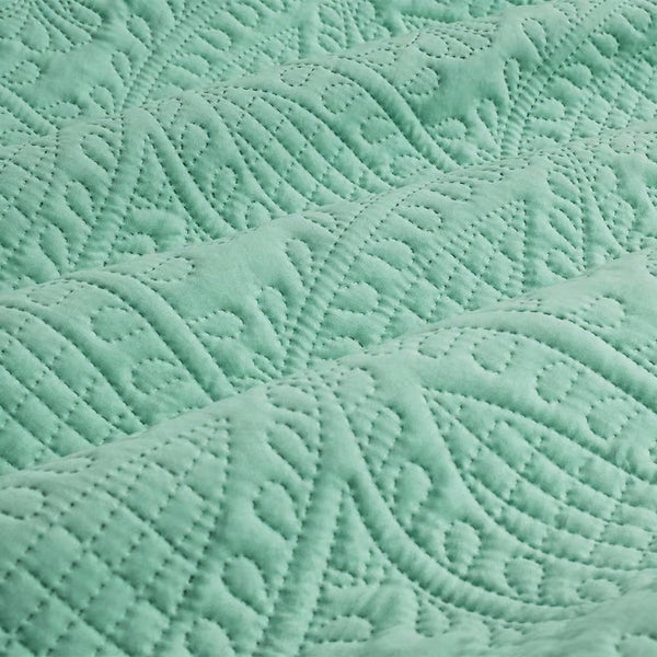 Ardor Chateau Petal Embossed Quilt Doona Duvet Cover Set Aqua Green Queen