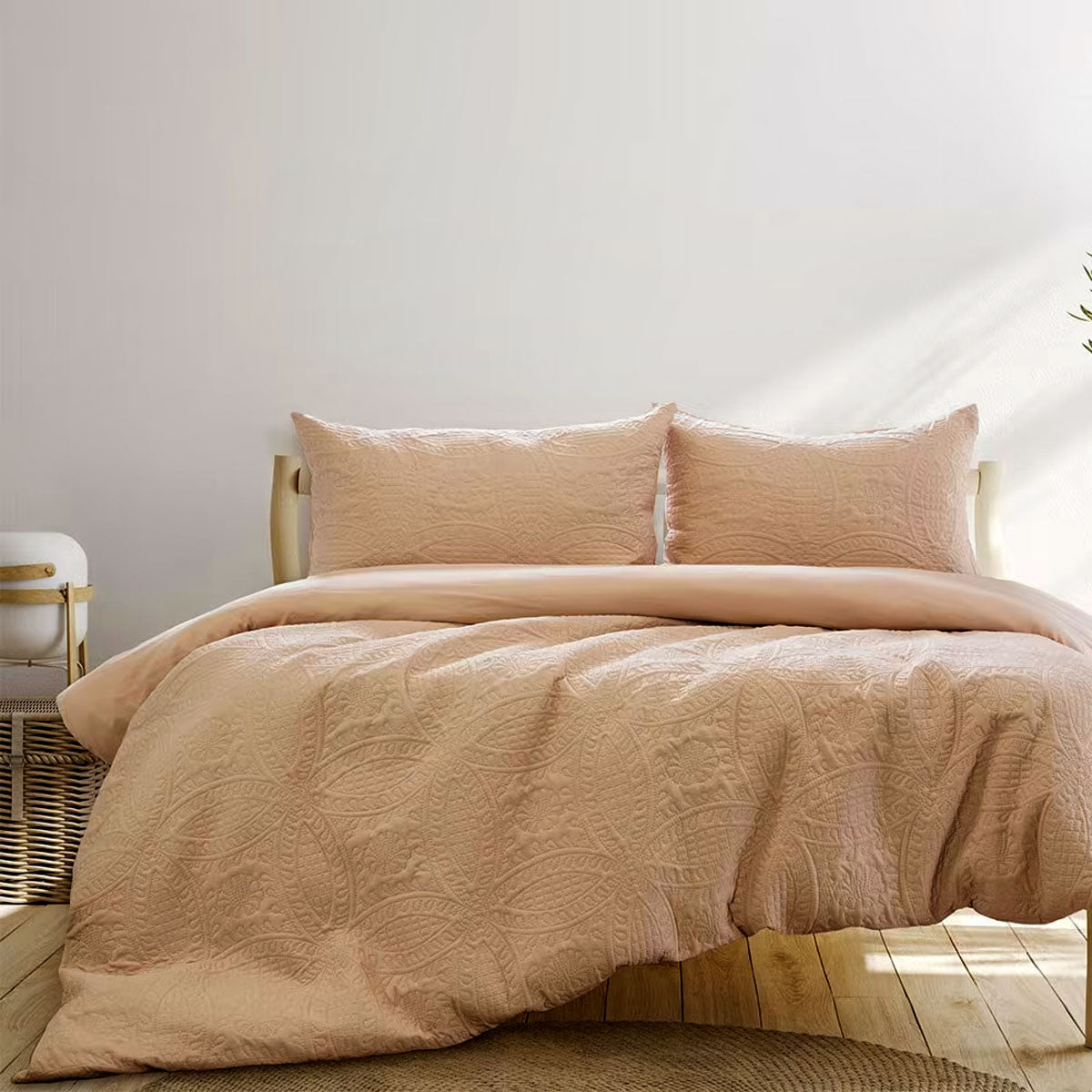 Ardor Chateau Petal Embossed Quilt Doona Duvet Cover Set Cinnamon King