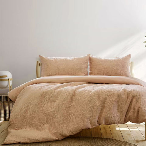 Ardor Chateau Petal Embossed Quilt Doona Duvet Cover Set Cinnamon Queen