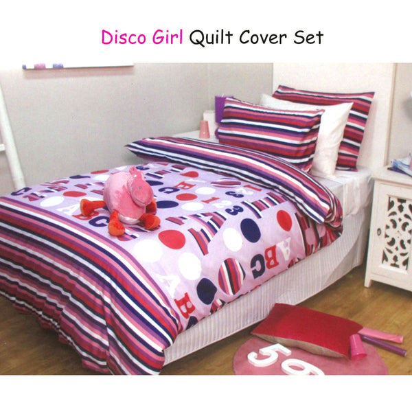 Jelly Bean Kids Disco Girl Quilt Doona Duvet Cover Set Single
