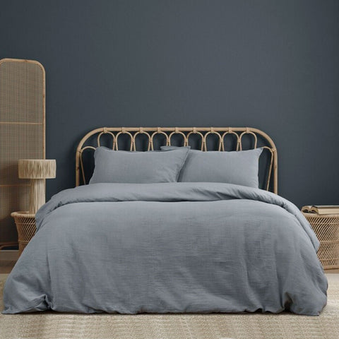Ardor Earth Grey Cotton Gauze Quilt Doona Duvet Cover Set Queen