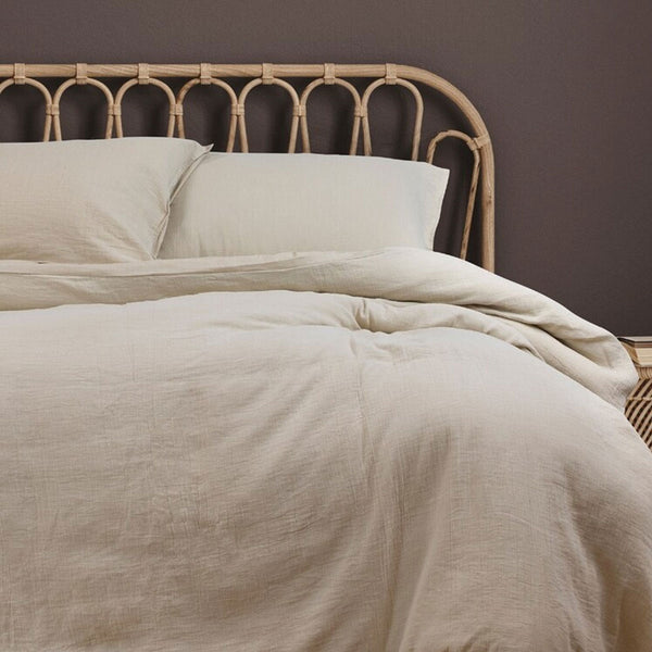 Ardor Earth Oatmeal Cotton Gauze Quilt Doona Duvet Cover Set Queen